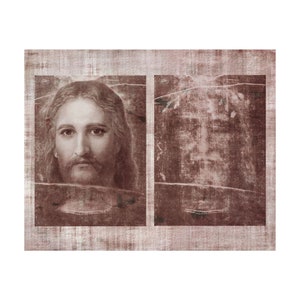 8&quot;x10&quot; DIGITAL The Shroud of Turin Holy Face of Jesus Negative Crucifix Crucifixion Catholic Art Sepia DIY Poster Digital Printable Picture