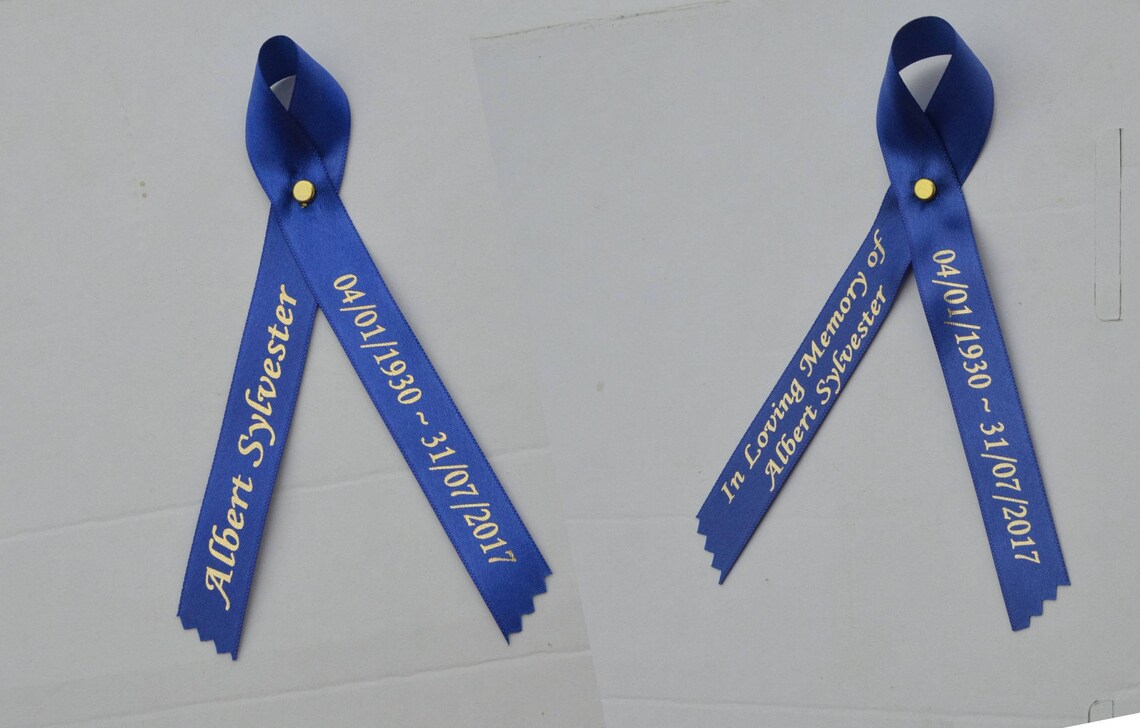 10 x PERSONALISED LAPEL FUNERAL pin ribbons studded ribbon Etsy