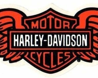 Harley Davidson 8-3/8" INSIDE WINDOW ~ Vintage 1990's Genuine Licensed Winged Bar and Shield Decal Sticker ~ Made in the USA!
