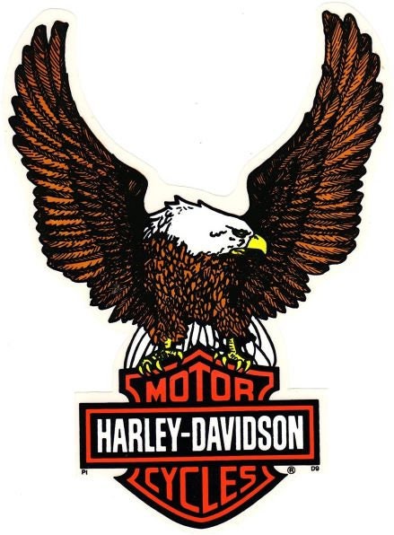 Harley Davidson 9-1/8 Inch INSIDE WINDOW Decal Sticker ~ Vintage 1990's Genuine Large Flying Eagle Bar and Shield ~ Made in USA!