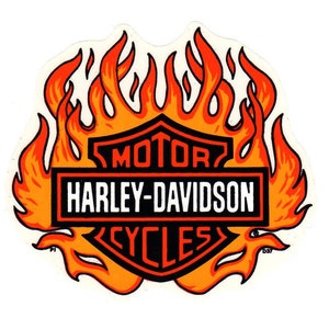 Harley Davidson 6-1/2&quot; Outside Window ~ Vintage 1990&#39;s Genuine Licensed Bar and Shield Flame Decal Sticker ~ Made in the USA!