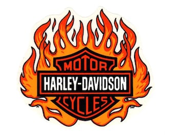 Harley Davidson 6-1/2" Outside Window ~ Vintage 1990's Genuine Licensed Bar and Shield Flame Decal Sticker ~ Made in the USA!