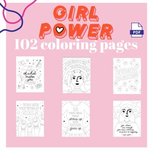 Printable Girl Power Coloring Book | Inspirational Quotes | Digital Download | Coloring Pages for Kids and Adults