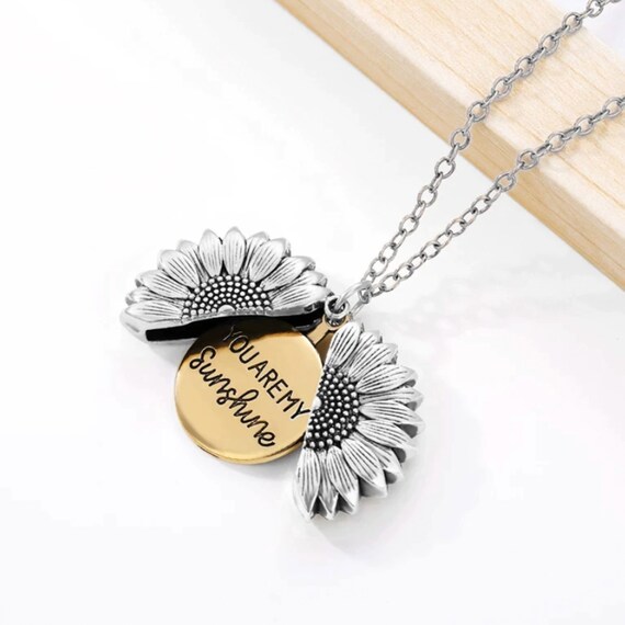 Sunflower Necklace You Are My Sunshine Necklace Sunshine Necklace Flower Necklace Sunflower Pendant Sunshine Pendant Etsy