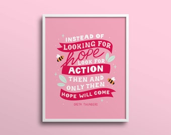 Impression de citation de Greta Thunberg : décoration de chambre de filles inspirante (téléchargement numérique)