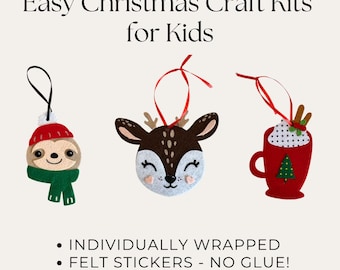 Christmas Activity for Kids Craft Kit 5-Minute Easy DIY Christmas Crafts Felt Ornament Craft Kits Kid Christmas Party Favor Preschool Craft