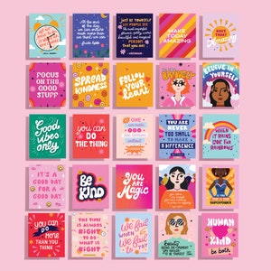 50 Lunchbox Note Cards for Kids  Lunchbox Cards  Motivational Cards for Kids  Kindness Cards  Back to School Cards Lunch Box Cards