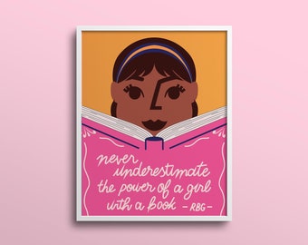 RBG Quote Classroom Poster: Empowering Kids Reading Nook Art (Instant Download)