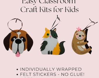 Birthday Party Favor Craft Kits for Kids Animal Crafts for Classroom Party Easy Crafts for Kids Birthday Party Kids Dog Cat Sloth Birthday