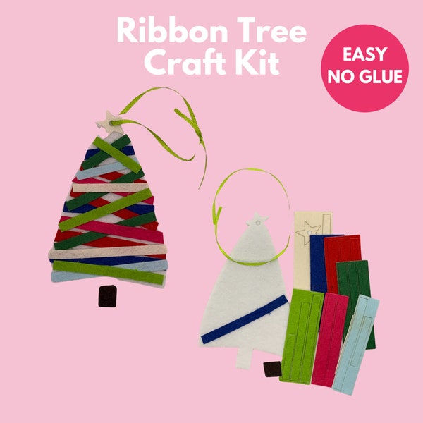 5-Minute Crafts Christmas Tree Craft, DIY Craft Kits for Kids, Felt Ribbon Tree Craft, Best Craft Kits for Kids Classroom Craft Kits