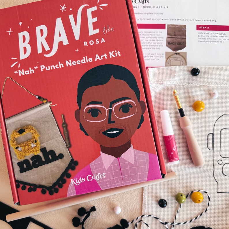 Girl Christmas Gifts for the Crafty Girl | Punch Needle Craft Kit themed around Rosa Parks | Perfect Holiday Gifts for Tweens