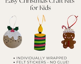 Felt Christmas Ornament Craft Kit: No-Glue Stickers, Ages 4+