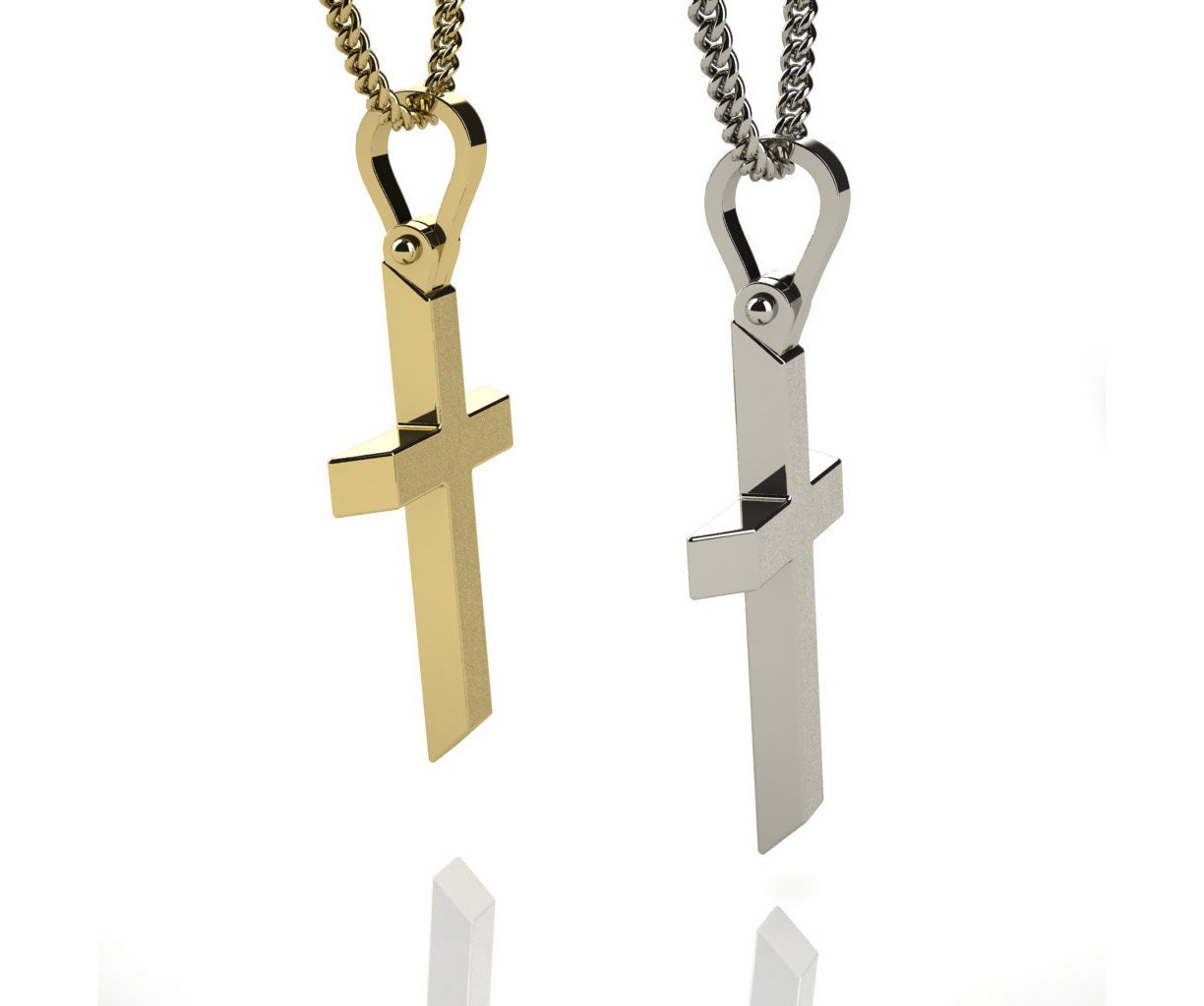 Cross Necklace Solid Gold Pendant Baptism White Mens 14ct 18ct Etsy UK