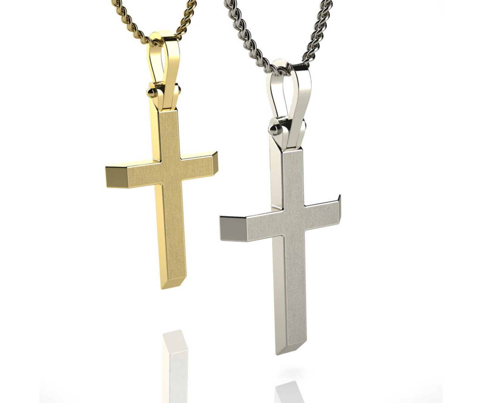 Cross Necklace Solid Gold Pendant Baptism White Mens 14ct 18ct Etsy UK