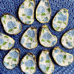 Bulk or Single Hand Made Oyster Shell Ring Dishes, Hydrangea Coastal Grandmillenia,  Bridal Shower Favors, Bridesmaids Proposal Gifts
