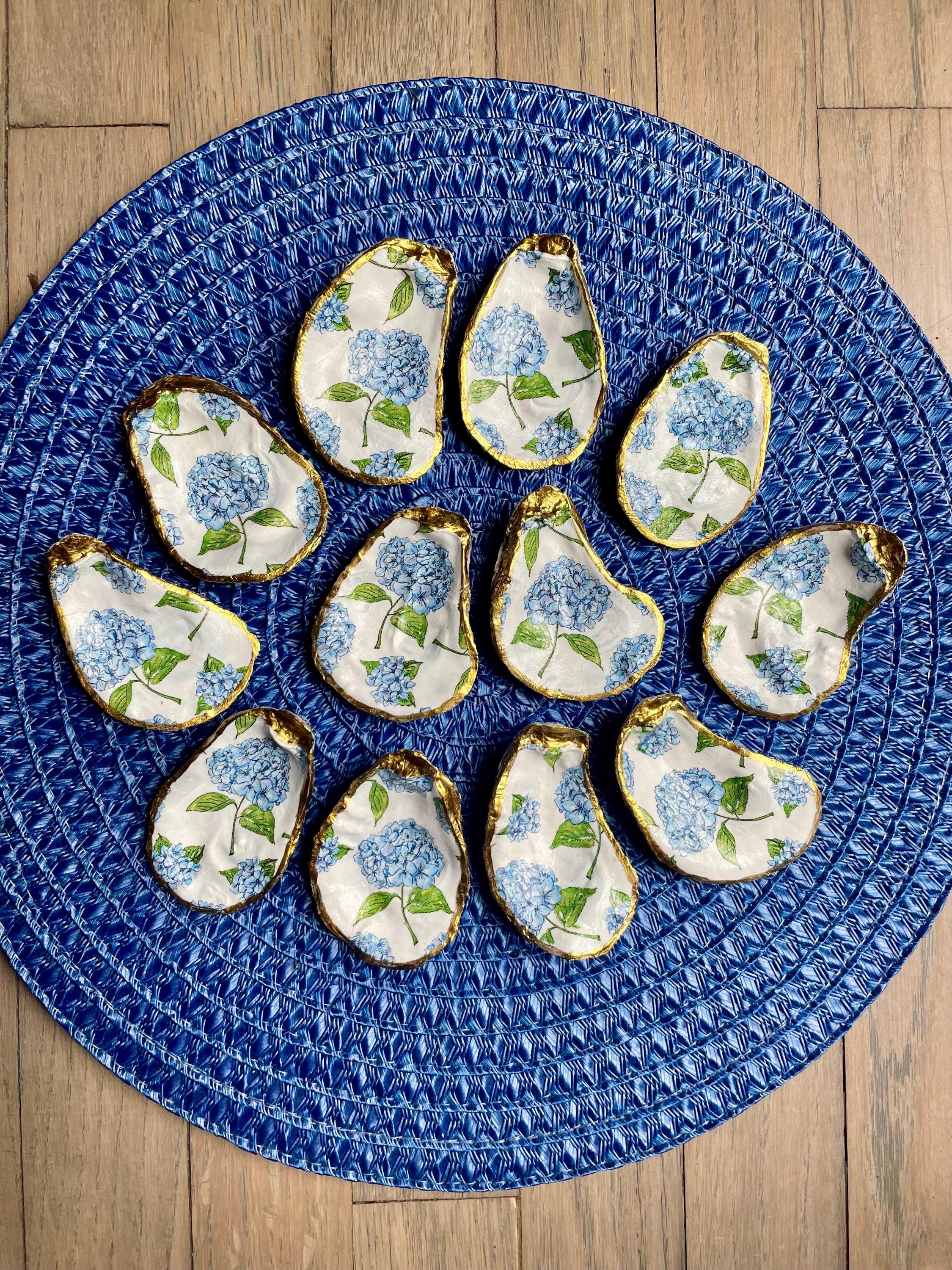 Bulk or Single Hand Made Oyster Shell Ring Dishes, Hydrangea Coastal Grandmillenia,  Bridal Shower Favors, Bridesmaids Proposal Gifts
