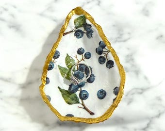 Prato de anel de concha azul, suporte para joias de mirtilos, bandeja para bugigangas de concha, presente costeiro para ela, mãe, decoração de casa de praia, lembrancinha de festa