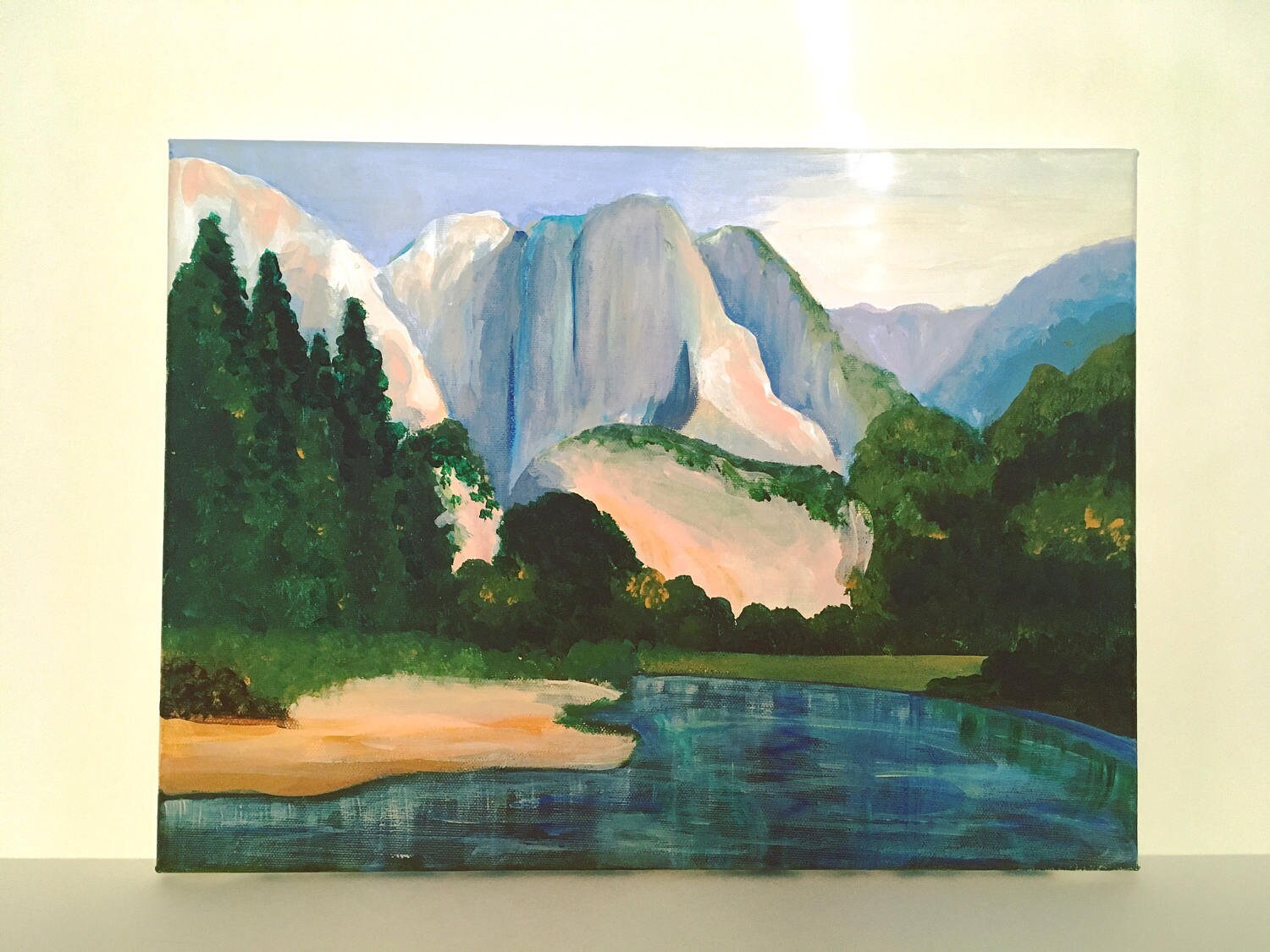 オリジナルの山の湖の絵画、アクリル風景画、11x14 - Etsy 日本