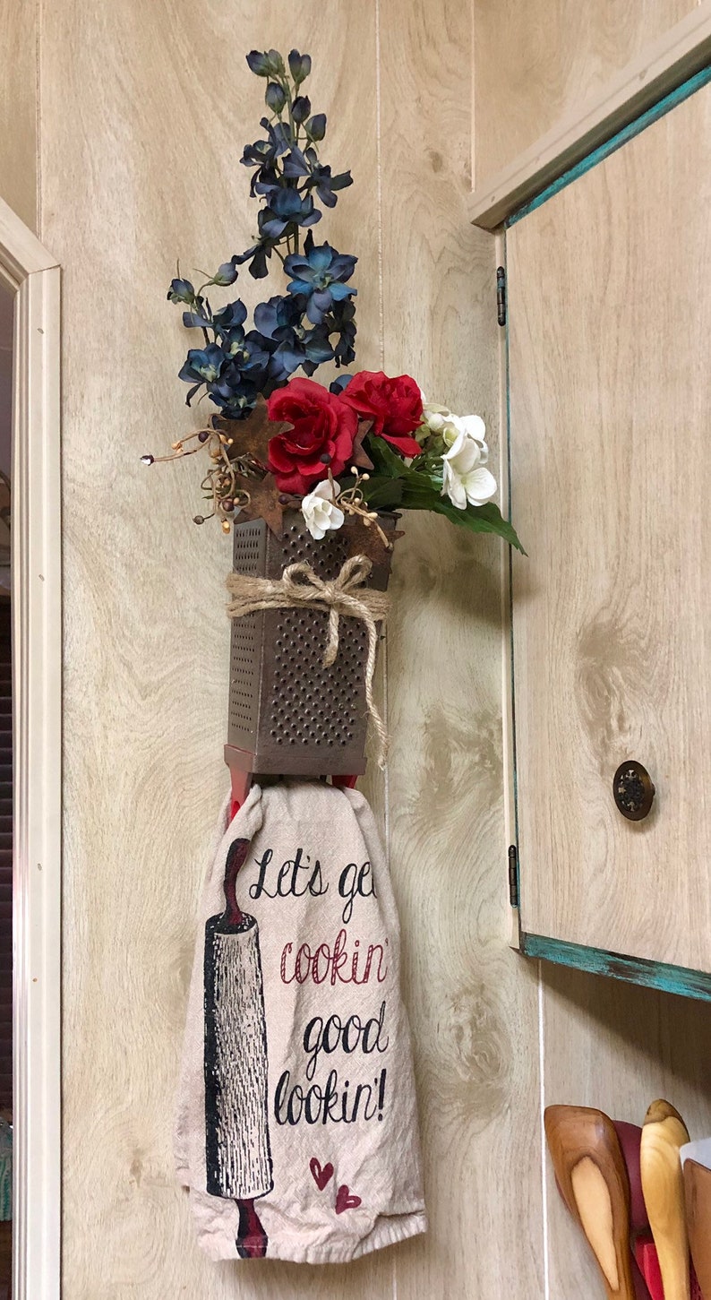 Americana cheese grater towel holder / towel holder / Etsy