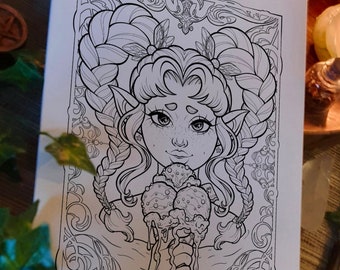 SWEET TOOTH FAIRY, instant download & coloring page,