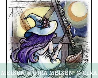 URBAN WITCH, instant download & coloring page,