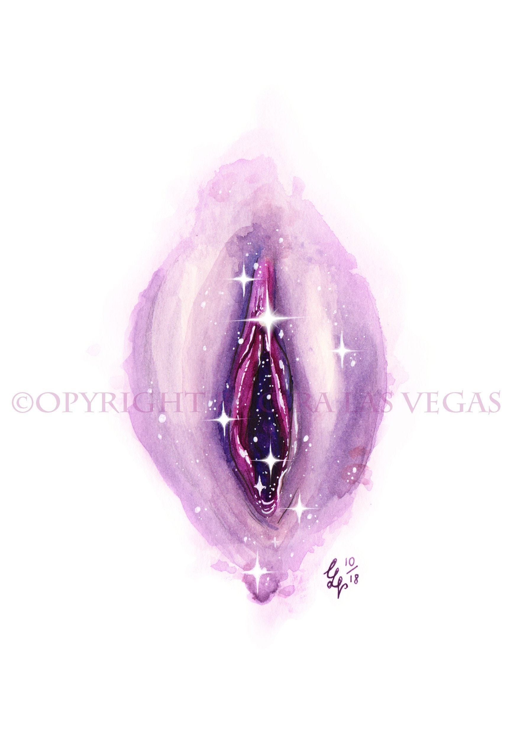 GALAXY LIPS, high-quality print 18x24cm embellished by hand with GOLD…