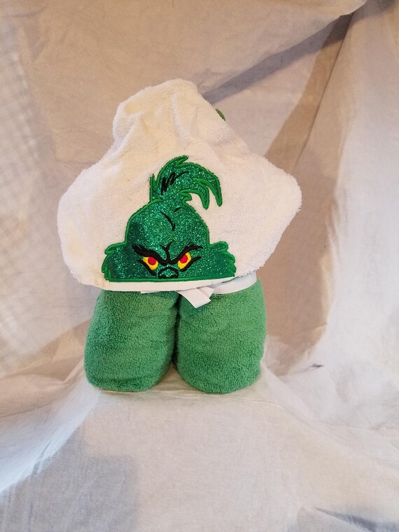 Custom Grinch Inspired Hooded Towel **free personalization**