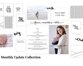 Baby Monthly Update Collection | Complete Collection of Journaling Cards, Cut Files, Digital Brushes and 6x8 Papers