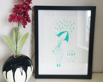 Limited edition cute Illustrated A4 silk screen print