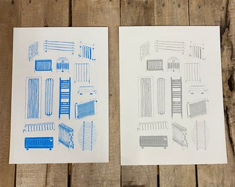 Limited edition Illustrated radiator A4 silk screen print