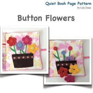Button Flowers Quiet Book Page PDF Pattern PDF Quiet Book Felt Busy Book Toddler book Activity Book Fabric quiet book image 2