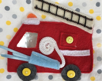 Fire Truck Quiet Book Page PDF Pattern | Quiet Book | Busy Book | Toddler book| Activity Book | Quiet books | Sewing pattern | Buttoning