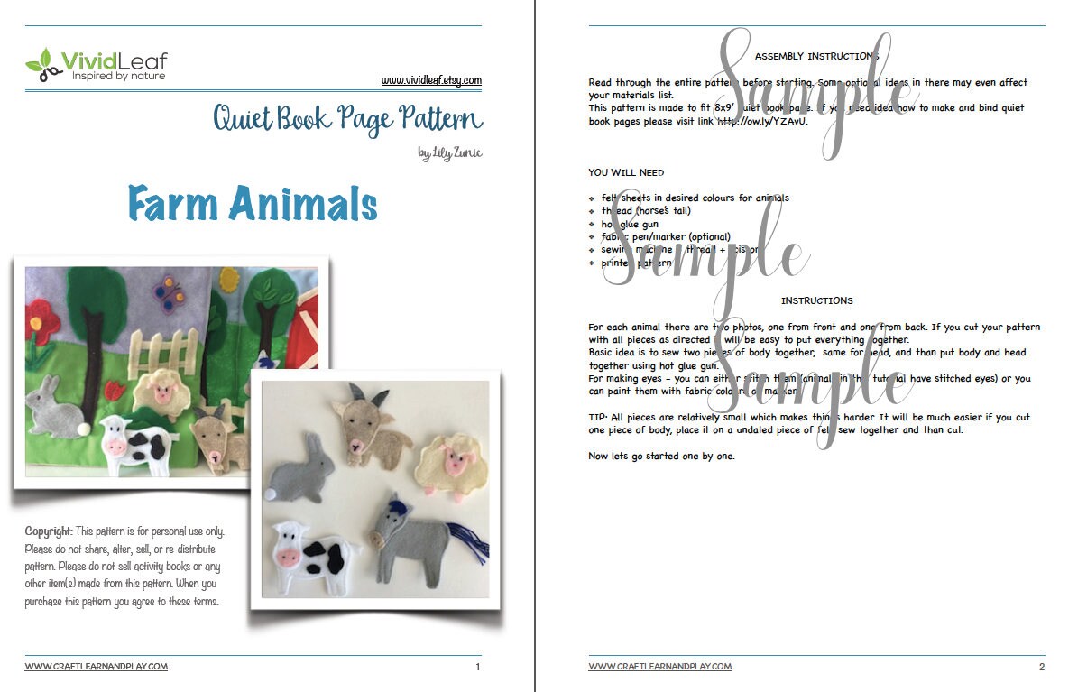 Animals Quiet Book Pattern for Making Felt Animals in a Quiet - Etsy Animals Quiet Book Pattern for Making Felt Animals in a Quiet - Etsy