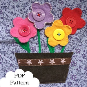 Button Flowers Quiet Book Page PDF Pattern PDF Quiet Book Felt Busy Book Toddler book Activity Book Fabric quiet book image 1