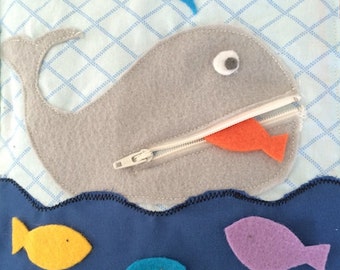 Zipper Whale Quiet Book Page PDF Pattern | PDF | Quiet Book | Felt Busy Book | Toddler book | Activity Book | Fabric quiet book