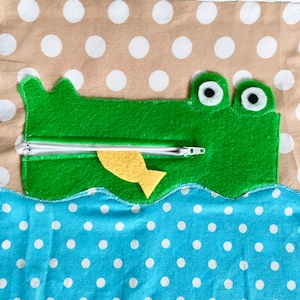 Quiet Book Page PDF Pattern Alligator Zipper Activity | Quiet Book Toddler | Busy Book Pattern | Toddler Activity Book | Sewing pattern