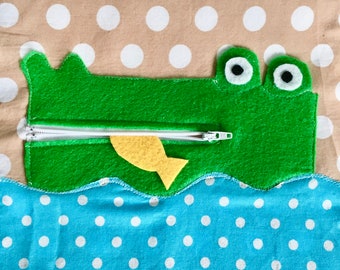 Quiet Book Page PDF Pattern Alligator Zipper Activity | Quiet Book Toddler | Busy Book Pattern | Toddler Activity Book | Sewing pattern