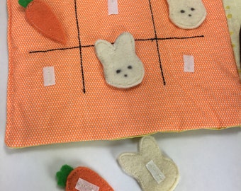Tic Tac Toe quiet book page sewing pattern and tutorial | Easter activity book | Easter gift for kids| Felt Easter bunny game