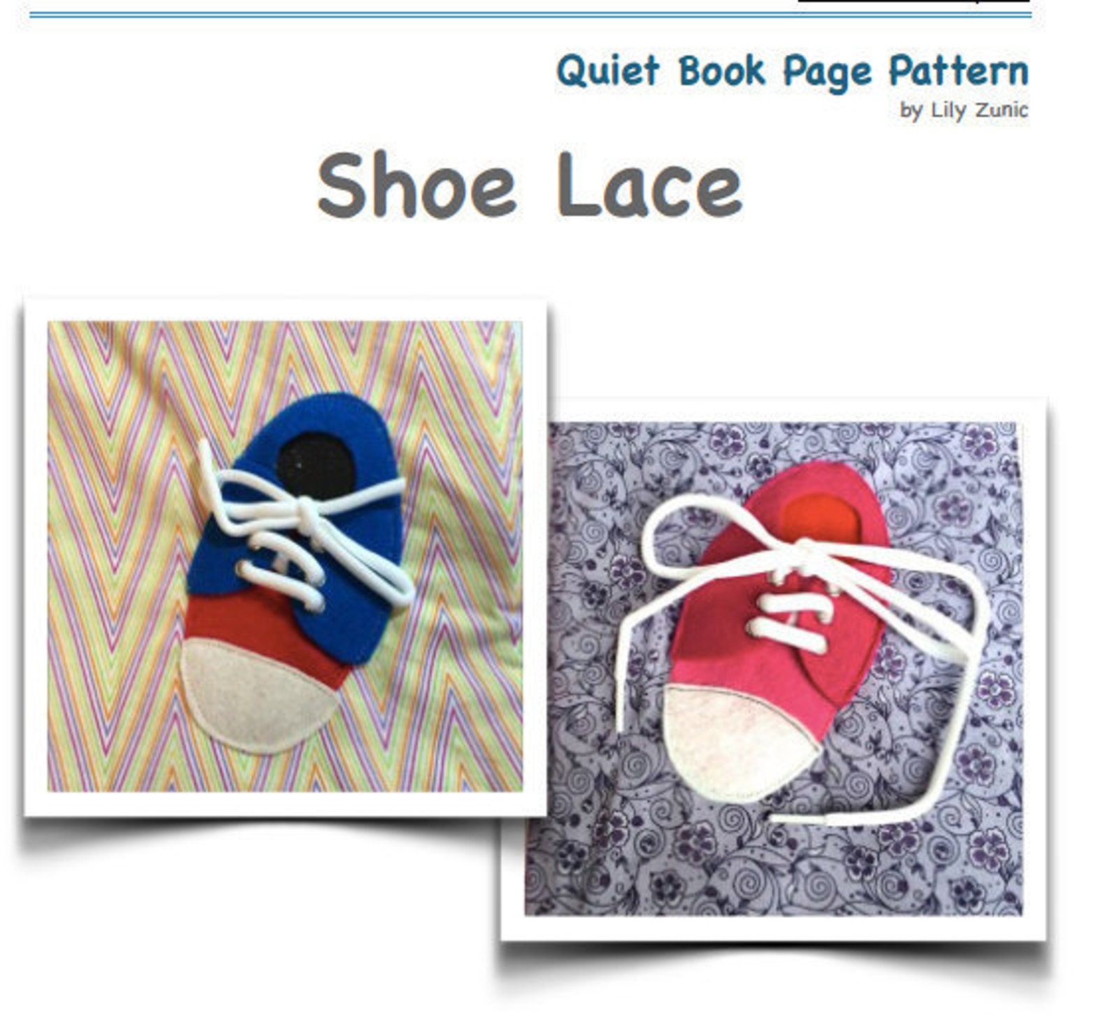 Shoe Lace Quiet Book Page PDF Pattern PDF Quiet Book Felt Busy Book