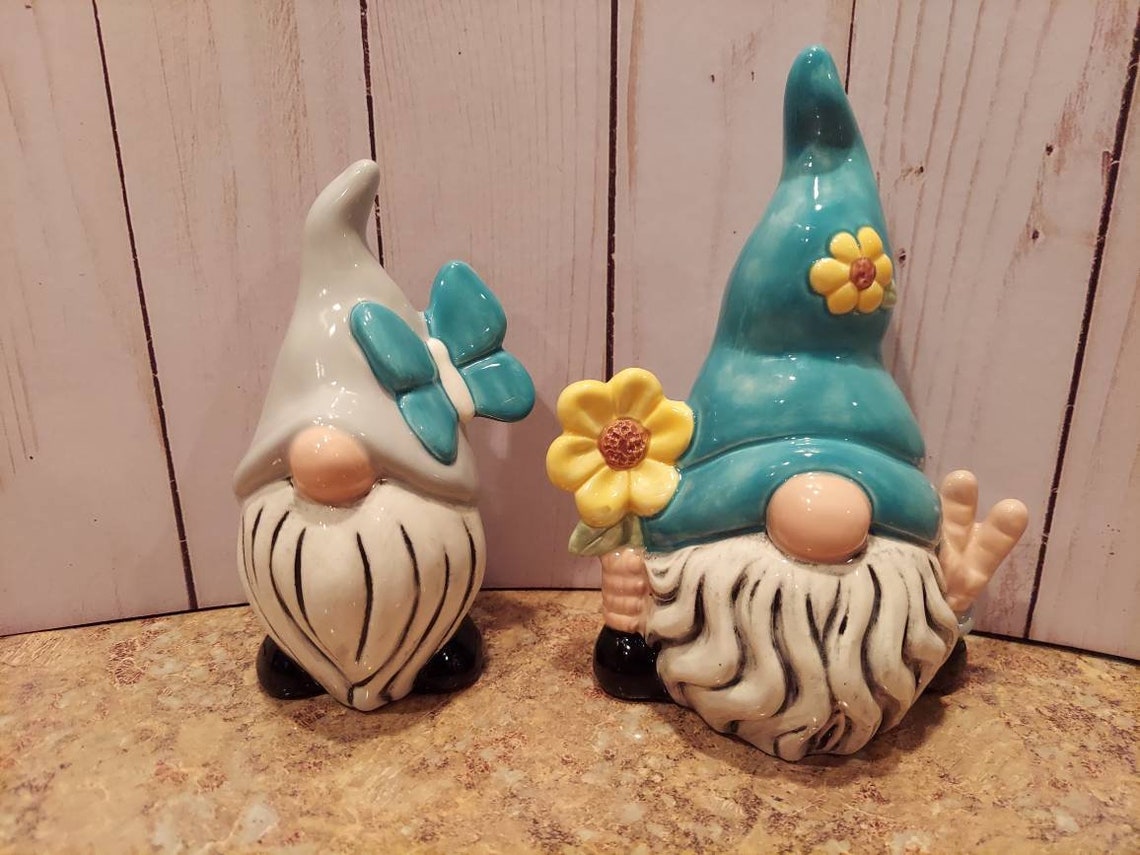 Ceramic Gnomes Spring gnomes ceramic gnome sets bisque Etsy
