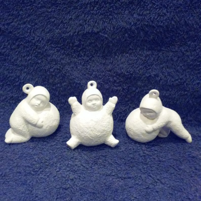 Ceramic Snowbabies Ornaments Set of 3 DIY Unfinished or Etsy