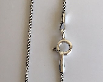 HBOX116ROPECHAIN- Cadena de cuerda de 16", 1 mm, 925 Oxidada, anti deslustre, cadena italiana lista para usar, disponible en 3 tamaños.