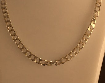 HBVMTHICKCHN520 - 5 mm, grueso, cadena de bordillo italiano, plata de ley 925, chapado con oro de 0,5 micras y 18 quilates. PARA ÉL - Cadena de 20"