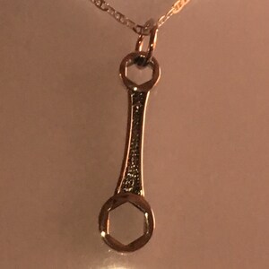 HBSS1352WRENCHPNDT- For HIM -13 mm X 52 mm - heavy weight WRENCH SHAPED pendant in 925 silver. Sold individually. Chain not included.
