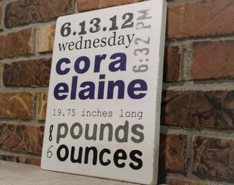 PDF or JPEG Personalized baby stats subway art, birth announcement wall art, printable birth stats, baby room decor, baby decor