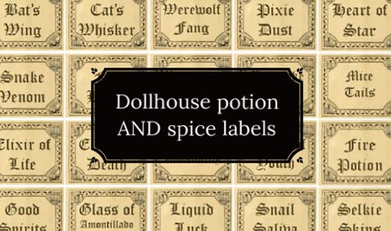 Dollhouse Printable Potion Labels and Spice Labels BUNDLE - Etsy