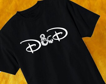 Disney D&D Dungeons and Dragons with Dice Sword Back Short Sleeve Adult Shirt