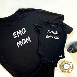 Mommy and Baby Emo Mom and Future Emo Kid T-Shirt and Onesie Matching Set