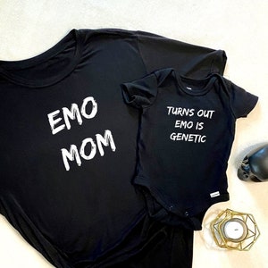 Mommy and Baby Emo Mom and Emo Is Genetic T-Shirt and Onesie Matching Set