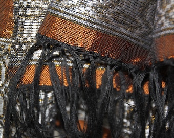 Cocoa and orange shimmering Scarf from Ethiopia